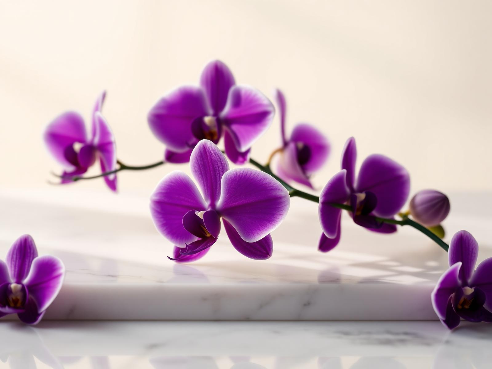 Purple orchids on marble — Orchid Island Family Chiropractic